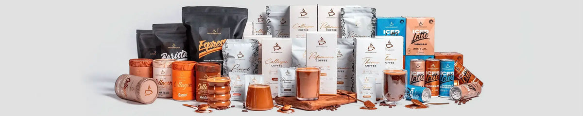 An assortment of Beforeyouspeak Coffee products on a white background